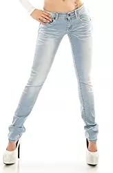 Zeralda Jeans Zeralda Damen Jeans Hose gerade Straight Bootcut Flap Pocket Dicke Nähte Stretch 36-44