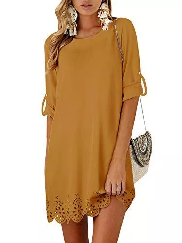 YOINS Freizeit YOINS Damen Kleider Tshirt Kleid Winterkleid für Damen Rundhals Brautkleid Langarm Minikleid Kleid Langes Shirt Lose Tunika mit Bowknot Ärmeln