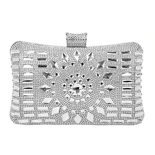 SYMALL Taschen & Rucksäcke SYMALL Damen Abendtasche Party Satin Strass Einkaufstasche Clutch Diamant Glitzernd Schultertasche für Hochzeit Handtasche Party mit Kette