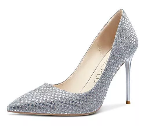 NobleOnly High Heels NobleOnly Damen High Heels Lederfutter Stilettos Slip-On Pumps 10CM Heel