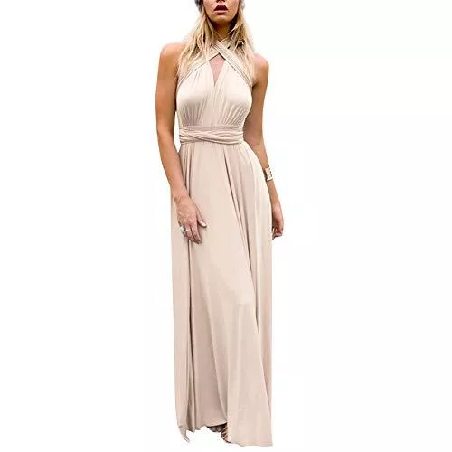 FYMNSI Abendkleider FYMNSI Damen Multiway Lange Abendkleid Hochzeit Brautjungfernkleid Bodenlang Partykleid Cocktailkleid Cabrio Wickelkleid V-Ausschnitt Festlich Kleid Rückenfrei Neckholder Maxikleid Sommer Strandkleid