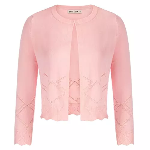 GRACE KARIN Strickjacken GRACE KARIN Bolero Damen 7/8 Ärmel festlich Bolero Strickjacke Fuer buero CL0886