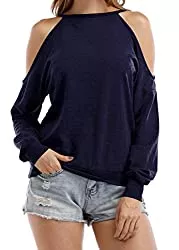 Sarin Mathews Pullover & Strickmode Sarin Mathews Damen Neckholder Top Ausschnitt Schulter Bluse Sweatshirts