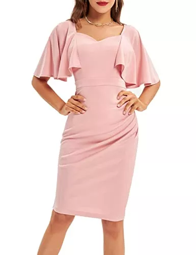 GRACE KARIN Cocktail GRACE KARIN Damen V-Ausschnitt Bleistiftkleid Bodycon Kleid Knielang Cocktailkleid Midikleid