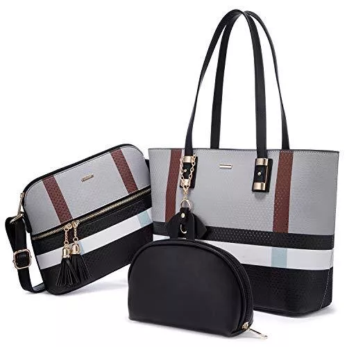 LOVEVOOK Taschen & Rucksäcke LOVEVOOK Handtasche damen shopper Schultertasche Umhängetasche Damen Geldbörse Tragetasche Groß Damen Tasche Tote für Büro Schule Einkauf Reise Leder Handtasche 3-teiliges Set