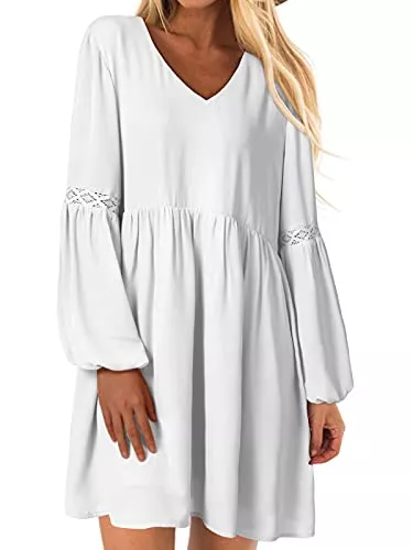 YOINS Freizeit YOINS Winterkleid Damen Langarm Minikleid für Damen Samtkleid Weihnachtskleider Langes Tunika Strandkleid Loose Kleid Babydoll Kleider Brautkleid