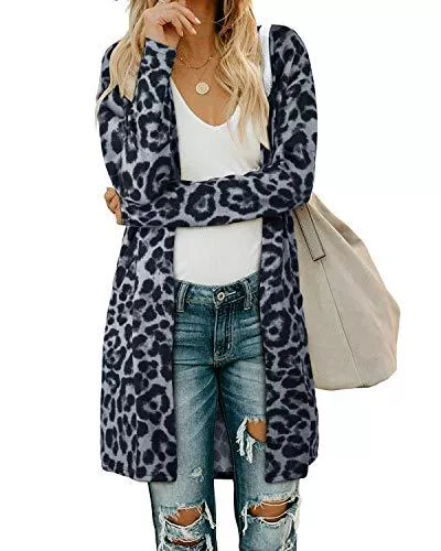 OUGES Strickjacken OUGES Damen Langarm Strickjacke Lang Leicht Cardigan Casual Strickmantel mit Taschen