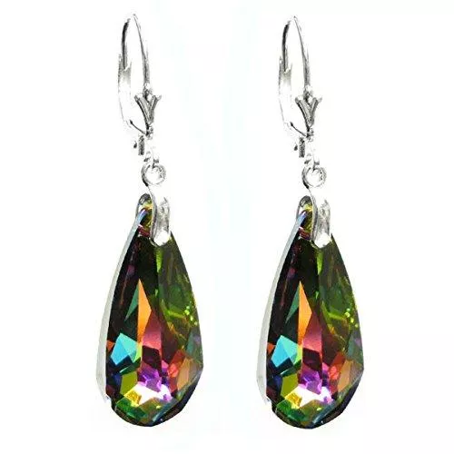 Queenberry Schmuck Ohrringe Sterling-Silber 925 Swarovski-Kristalle Klappbügel