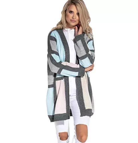 Fobya Strickjacken Fobya Eleganter und Warmer Cardigan im Vier-Farben-Design
