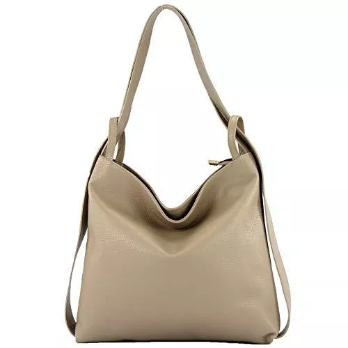 modamoda de Taschen & Rucksäcke modamoda de - T192 - ital. Damen Rucksacktasche 2in1 aus Leder