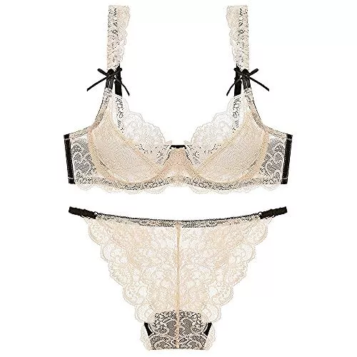 Guoeappa Unterwäsche & Dessous Guoeappa Sexy Dessous-Set für Damen, aus Spitze, bequem, Bügel-BH und Höschen