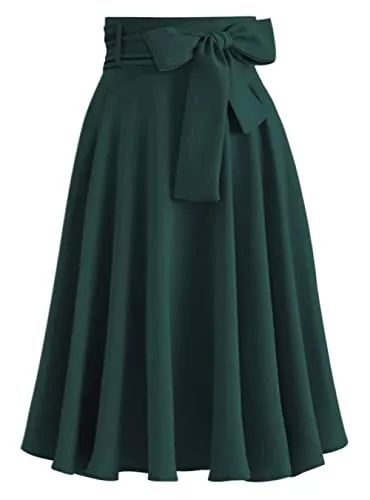 Hiistandd Röcke Damen Rock Lange Elastische Taille Maxirock Einfarbig Weicher Dehnbarer Ausgestelltes A-Linie Faltenrock Skirts Lang Rock