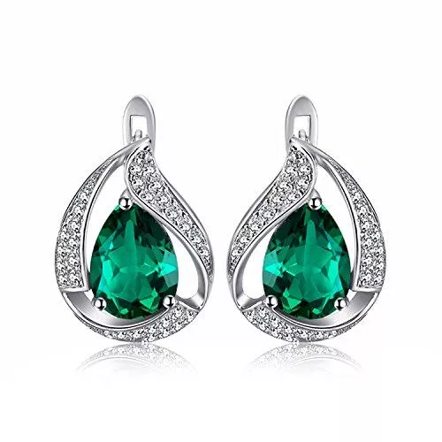 JewelryPalace Schmuck JewelryPalace 3.7 ct Luxus Grün Simulierte Nano Russischen Smaragd Ohrstecker Ohrring 925 Sterling Silber