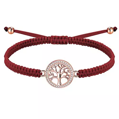 J.Endéar Uhren J.Endéar Lebensbaum Armband Damen Silber 925 Zirkon geflochtene Schnüre Seil Baum des Lebens Schmuck Freundschaft Geschenk