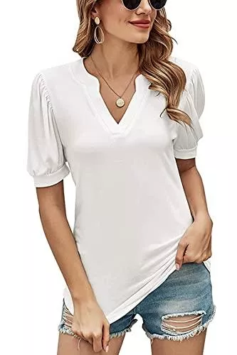 FANGJIN Kurzarmblusen FANGJIN Damen Casual Solid Langarm T-Shirt