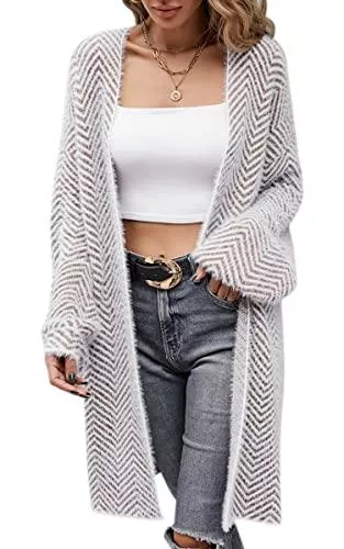 ASOMI Strickjacken ASOMI Strickjacke Damen Lang Grobstrick Cardigan Langarm Casual Herbst Winter Strickmantel