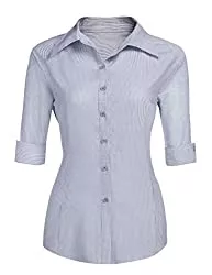 UNibelle Kurzarmblusen UNibelle Damen Bluse taillierte Hemdbluse 3/4 Ärmel Blusedamen Arbeitshemd Basichemd Businesshemd Freizeit Beruf