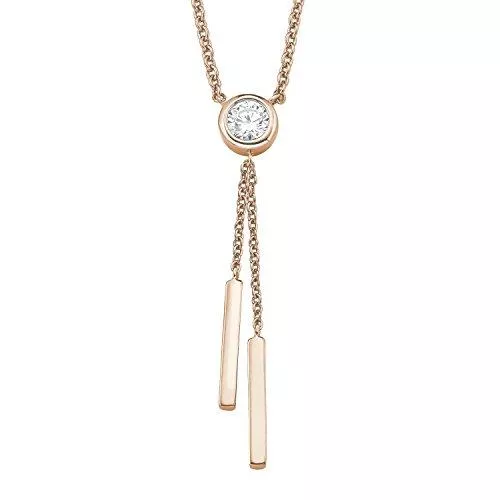 s.Oliver Schmuck s.Oliver Damen-Kette mit Anhänger 42+3 cm Silber vergoldet Zirkonia weiß 45 cm 2015143