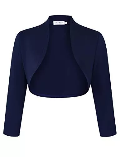 Clearlove Strickjacken Clearlove Damen Bolero Elegant Strickjacke 3/4 Ärmel Kurz Festlich Schulterjacke(Verpackung MEHRWEG)
