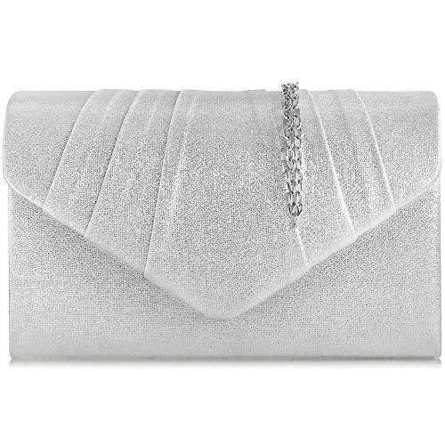 Milisente Taschen & Rucksäcke Milisente Clutch Damen, Elegante Clutch Umschlag Crossbody Klassisch Clutch Tasche Abendtasche (Silber)