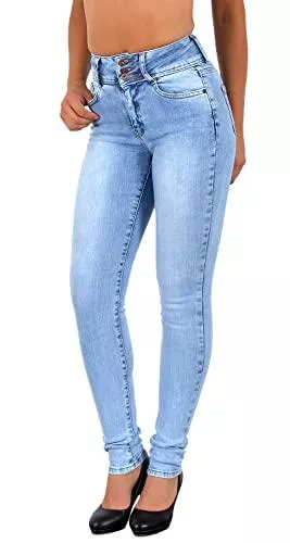 ESRA Jeans ESRA Damen Jeans Jeanshose Damen Skinny High Waist Hochbund Hose bis Übergröße S300