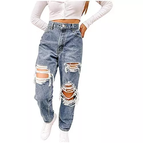 Boshivw Jeans Jeans Hosen für Damen Jeans mit Löchern Jeans Damen High Waist Jeans mit Löchern Boyfriend Jeans Damen Stretch Jeans Frauen Denim Hose Jeanshosen Freizeithos