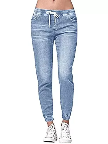 YBENLOVER Jeans YBENLOVER Damen High Waist Jeans Straight Slim Denim Stretch Lang Jeanshosen Mit Gummizug