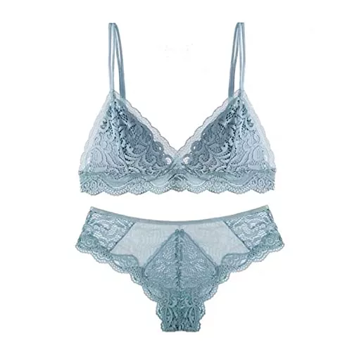 YUANCHNG Unterwäsche & Dessous YUANCHNG Spitzen-Dreieck-Bralette und Kurze Dessous-Set Drahtloser BH-Höschen Unterwäsche für Frauen Gepolstert