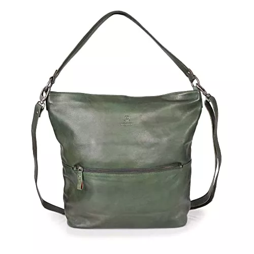 DONBOLSO Taschen & Rucksäcke DONBOLSO Damen Handtasche Berlin I Design Leder Shopper I Damen Handtasche Vintage Leder I Hochwertige 100% Ledertasche in oliv I Elegante Umhängetasche für stilvolle Frauen