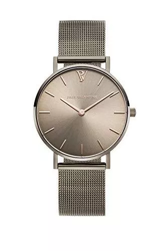 PAUL VALENTINE Uhren PAUL VALENTINE - Hochwertige Damenuhr in verschiedenen Größen und Farben - Armbanduhr mit stilvollem Metallic-Ziffernblatt, kratzfestes Glas, schmales Mesh-Armband