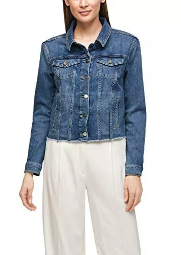 s.Oliver Jacken s.Oliver BLACK LABEL Damen Jeansjacke mit Fransensaum