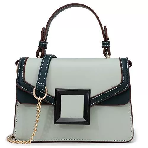 TOP BAND Taschen & Rucksäcke Umhängetasche Damen PU Leder Kette Color-Blocking Designer Handtaschen Kettenhenkel Handtasche Damen Umhängetasche Tasche Damen-Umhängetaschen Schultertasche Crossbody Bag Magnetverschluss Grün