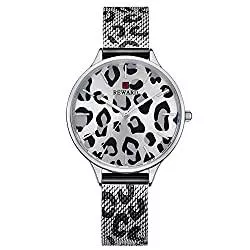 RORIOS Uhren RORIOS Damen Uhr Armbanduhr Leopard Dial Armbanduhren für Damen Edelstahlband Mesh Armbanduhr Women Watch Frauen Armbanduhren