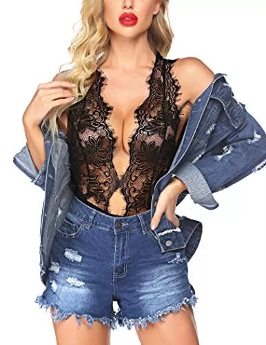 Avidlove Unterwäsche & Dessous Avidlove Sexy Dessous Damen Reizwäsche Body Rückenfrei Spitze Bodysuit Unterwäsche Strapsen Negligee V-Ausschnitt Babydoll Lingerie Erotic Nachtwäsche
