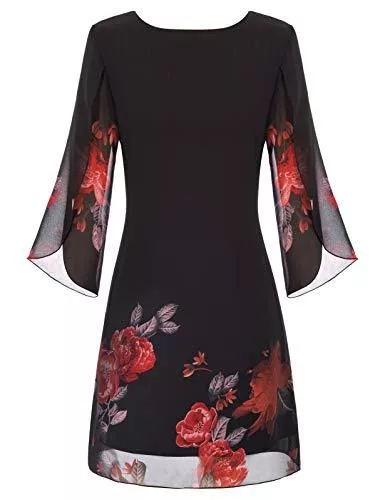 GRACE KARIN Cocktail GRACE KARIN Damen Chiffon Kleid 3/4 Ärmel Loose Elegant Abend Cocktailkleid CL11125