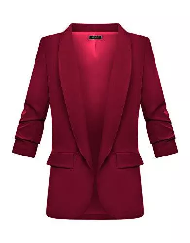 Zarlena Blazer Zarlena Damen Blazer 3/4-Ärmel elegant lang Reverskragen Jacke Sakko Anzug