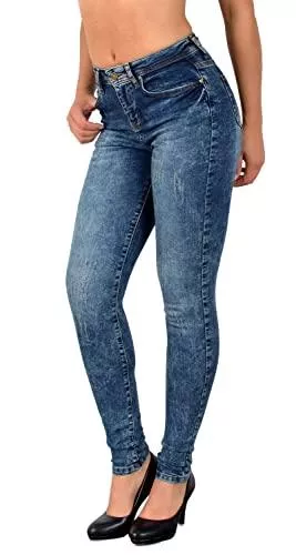 ESRA Jeans ESRA Damen Jeans Skinny Jeanshose Damen High-Waist Hose auch große Grössen S800