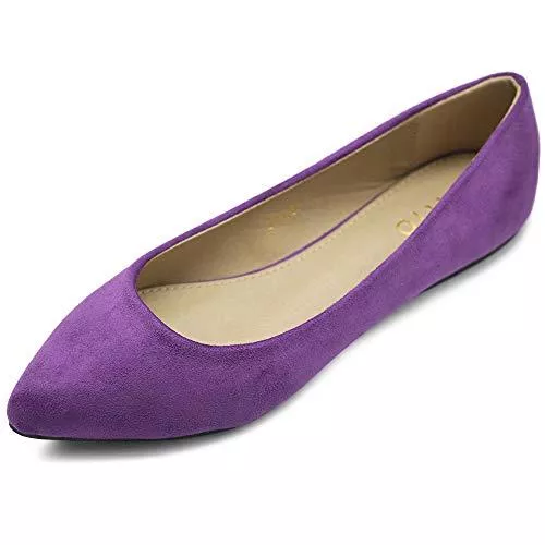 Ollio Flache Schuhe Ollio Damen-Ballettschuh, leicht, Velourslederimitat, mehrfarbig, flach