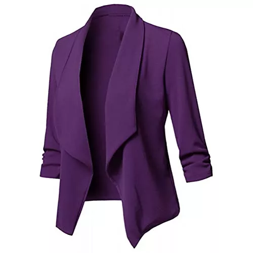 Onsoyours Blazer Onsoyours Damen Elegant 3/4 Ärmel Blazer Sakko Einfarbig Slim Fit Revers Geschäft Büro Jacke Kurz Mantel Anzüge Bolero Business Jacke Blazer