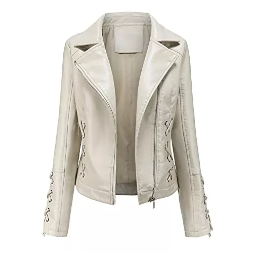 TTivxe Jacken TTivxe Damen Kunstleder Jacke Reverskragen PU Jacke Lederoptik Kurz Motorrad Jacke Leder-Look Damenjacke Highwayjacke
