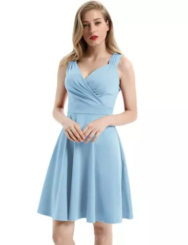 GRACE KARIN Cocktail GRACE KARIN Damen Faltenrock Retro Kleider Rockabilly Kleid Knielang Vintage Kleid CL698