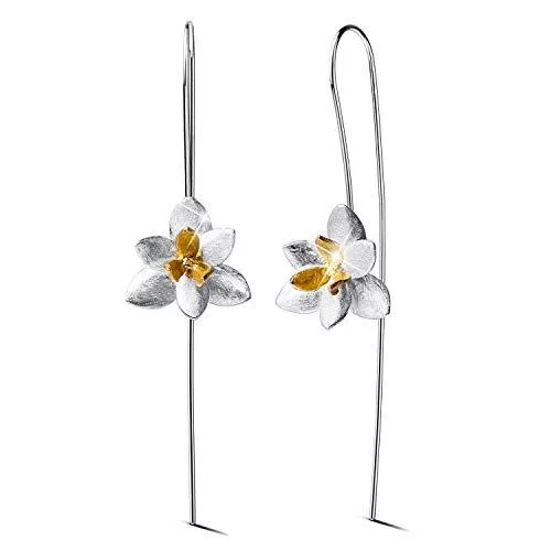 Springlight Schmuck Geschenke für Frauen  Springlight S925 Sterling Silber Damen Ohrringe Elegante Orchidee Ohrhänger Tropfen Ohrringe, Handgemachte Einzigartige Schmuck Personalisierte Geschenke.