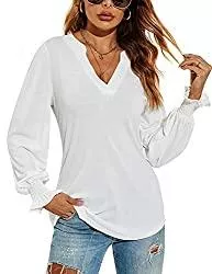 Avoogue Langarmblusen Avoogue Basic T-Shirt Damen V Ausschnitt,Sommer Casual Langarm Tshirt Damen Bluse &amp; Einfarbig Elegant T Shirts Blusen