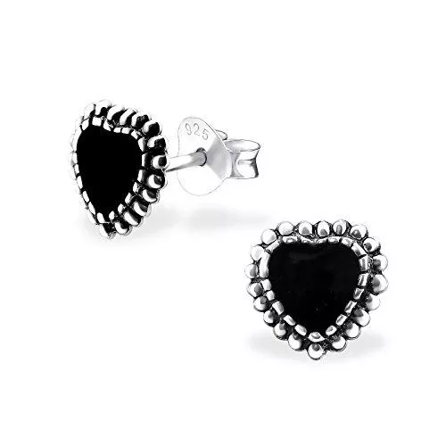 Laimons Schmuck Laimons Damen-Ohrstecker Damenschmuck Herz schwarz oxidiert Sterling Silber 925