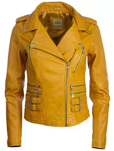 Aviatrix Jacken Aviatrix Damen super weiche Echtleder Bikerjacke mit Mehreren Reißverschlüssen (AGSM)