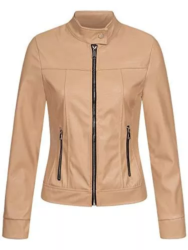 Hailys Jacken & Westen Hailys Damen Kunstlederjacke Dora Kleiner Stehkragen, Biker-Style
