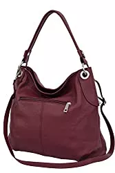 Ambra Moda Taschen & Rucksäcke AMBRA Moda Damen echt Ledertasche Handtasche Schultertasche Beutel Shopper Umhängtasche GL012