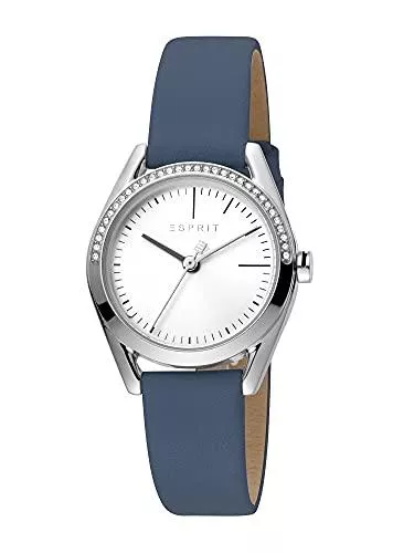 ESPRIT Uhren Esprit Set Uhr mit Armband Lock Stones Damenuhr Lederarmband Blau ES1L117L0015