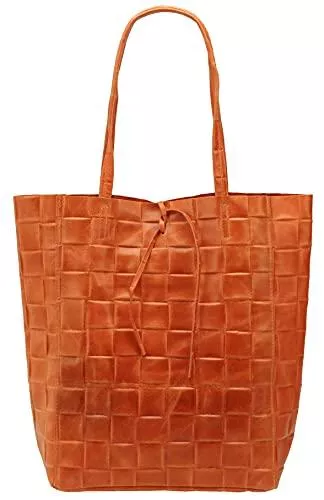 SH Leder Taschen & Rucksäcke SH Leder ® Damen Echtleder Shopper in geflochtene print mit Innentasche in vielen Farben Schultertasche Henkeltasche 37x29cm Kamilla G267