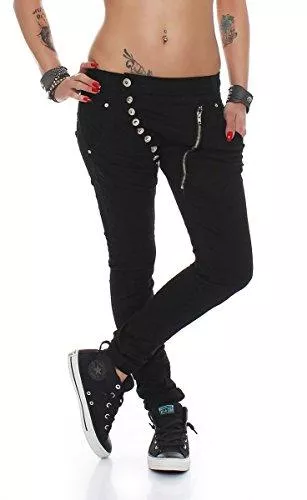 Fashion4Young Jeans Fashion4Young 5857 MOZZAAR Damen Jeans Hose Röhrenjeans Haremshose Röhre Damenjeans Hüftjeans